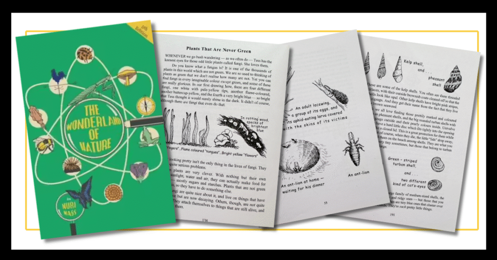 An image of The Wonderland of Nature by Nuri Mass Review, showing the front cover and inside pages of the nature study guide.