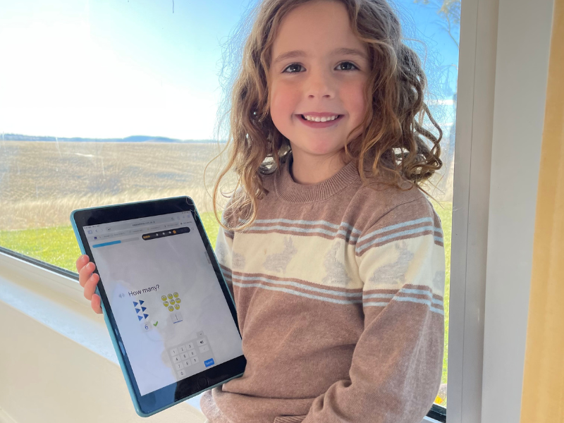 Maths Online for Homeschoolers. Image of a child showing maths online work