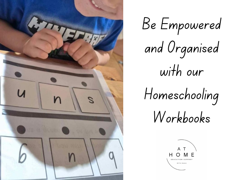 Image of young child using homeschooling workbooks from At Home Education Support with Emma