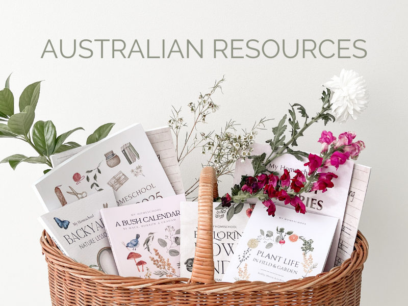 Australian homeschooling resources from My Homeschool shown in a basket