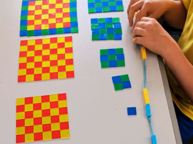 Child using the Linear Abacus for homeschool maths lessons