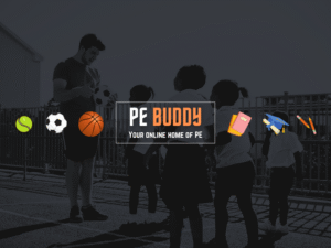 PE Buddy website image with photos of sports equipment for homeschool