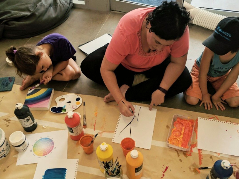Homeschool student using art to explore ideas and creativity