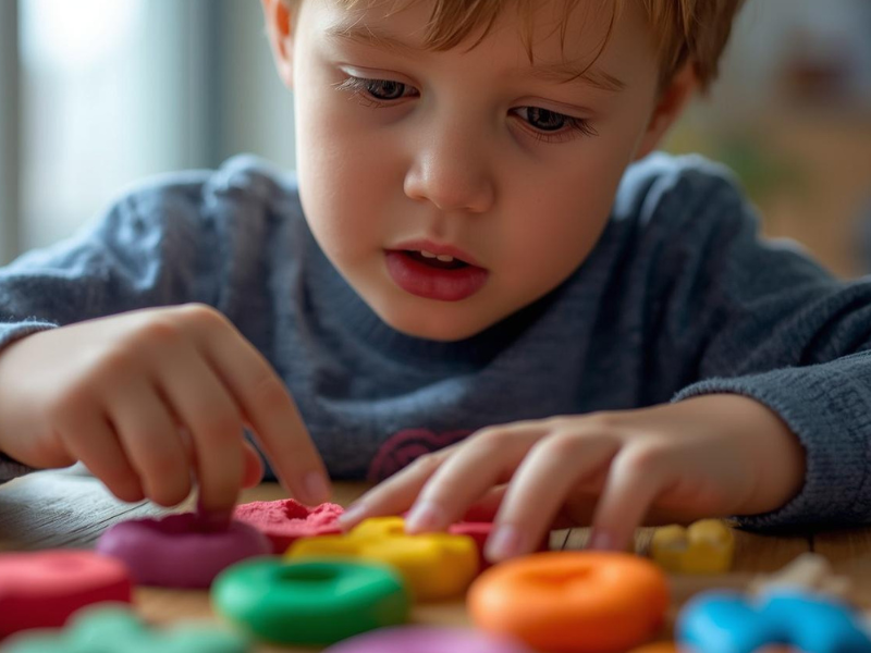 child building letters from playdough to practice phonics