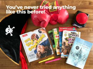 image of resources, books, gloves and dress ups
