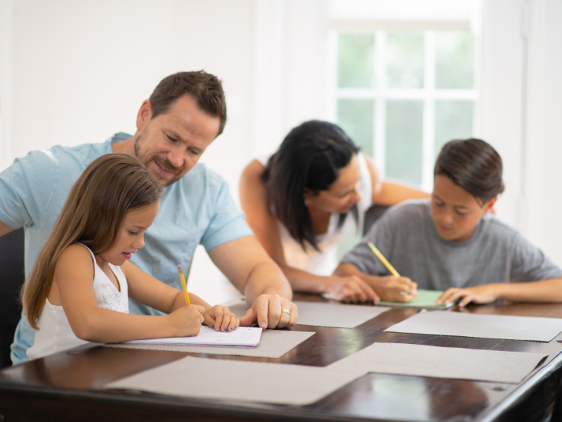 Homeschool family using Twinkl Australia homeschool resources together