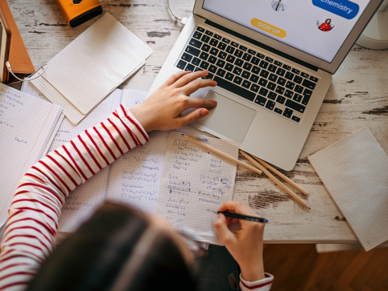 Homeschool student using Twinkl resources