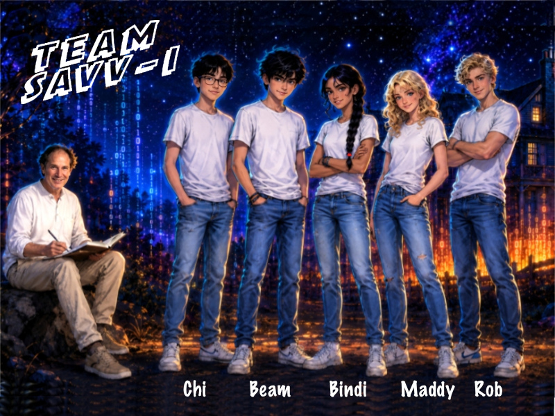 Graphic image of Casper Pieters edufiction novel Cyber Secrets with Team Savv-i