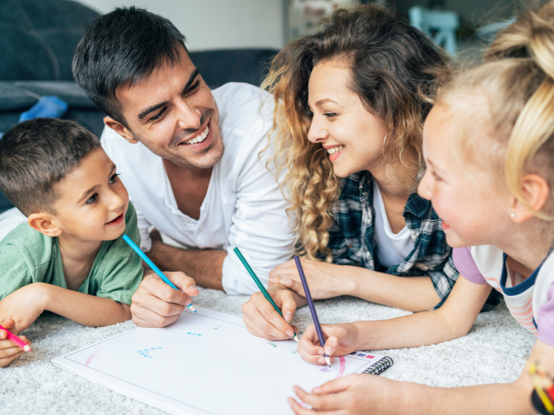 family drawing together