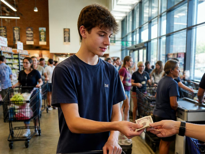 homeschool teen  learning real life financial literacy through shopping