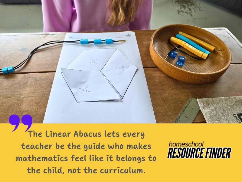 child learning to understand fractions with the linear abacus