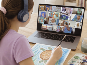 homeschooled child doing a HERRD Kids Learning Portal Online Class